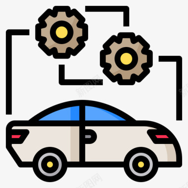 跑道赛车设置赛车3线性颜色图标