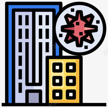 城市冠状病毒与经济3线颜色图标