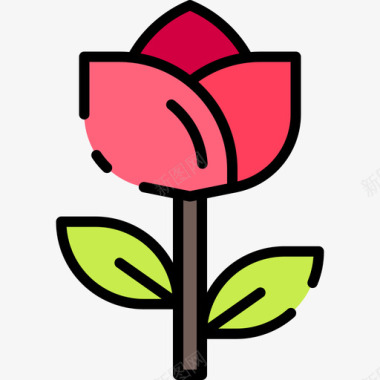 玫瑰妇女节57线性颜色图标