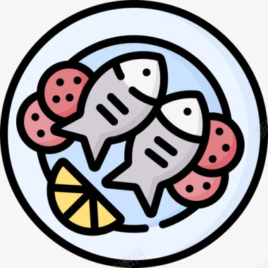 杀鱼鱼国际食品16原色图标