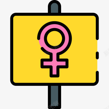 妇女节抗议妇女节57线性颜色图标