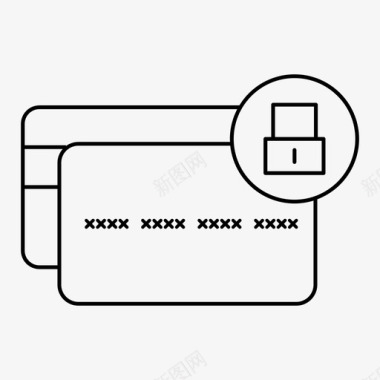 矢量四季花城信用卡锁信用卡保护图标