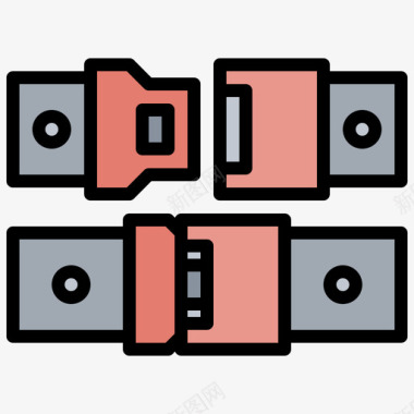 扣好安全带矢量图安全带驾校54线性颜色图标