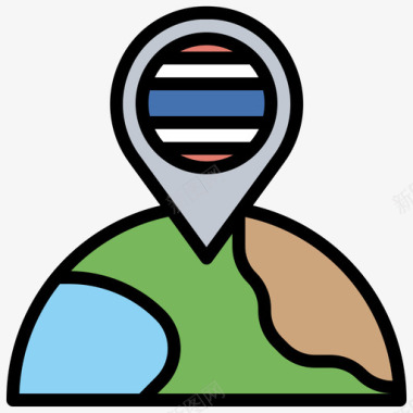 旅游小镇地理位置泰国旅游5线性颜色图标