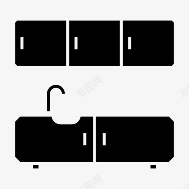 木制台面厨房橱柜抽屉图标