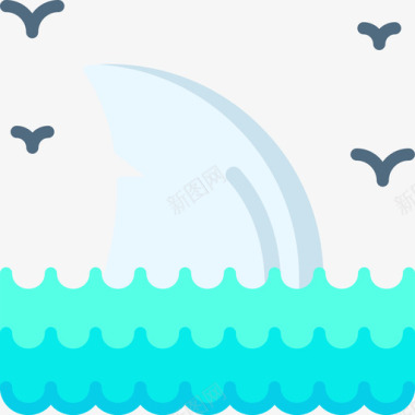 鲨鱼海洋生物6扁平图标