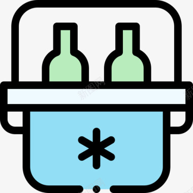 夏令营总动员便携式冰箱夏令营25线性颜色图标