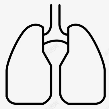 黑白器官肺呼吸医疗图标