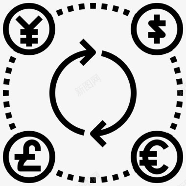 外币兑换欧元金融图标