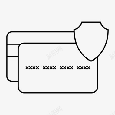 矢量四季花城信用卡保护信用卡安全图标