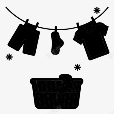 干衣服晾衣绳挂衣架图标