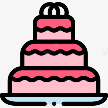 结婚蛋糕蛋糕店161线性颜色图标