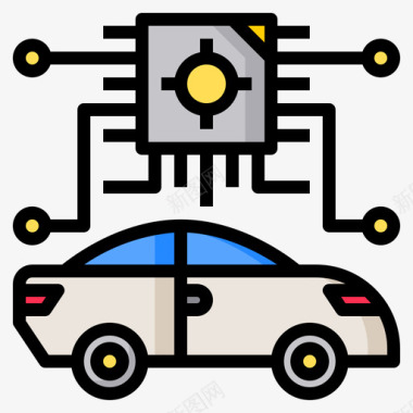 超酷赛车人工智能赛车3线性颜色图标