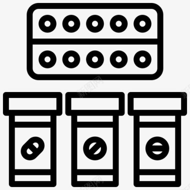 药品医疗物品18线性图标