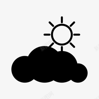 多云的早晨风景云后的太阳图标