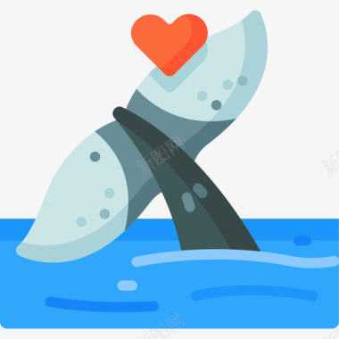 鲸鱼动物福利8扁平图标