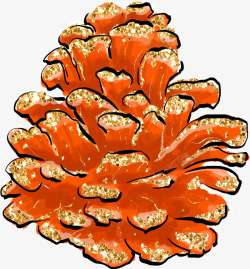 卡通松果透明摆设品橘红色立体免扣圣诞节水彩透明装饰素材