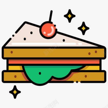 美食香肠早午餐美食家4线性颜色图标