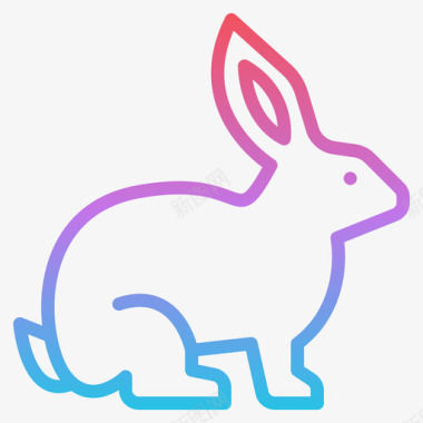 兔子免抠素材兔子45号动物梯度图标