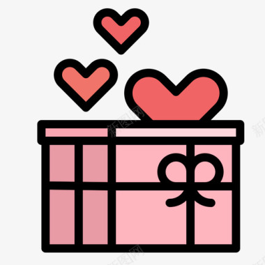 线性插画礼盒爱情时刻4线性颜色图标