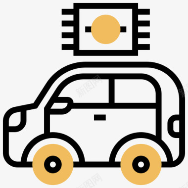 人工智能自动驾驶汽车2黄影图标