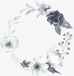 彩黑白波西米亚牡丹花卉剪贴画婚礼请柬设计PS60彩素材