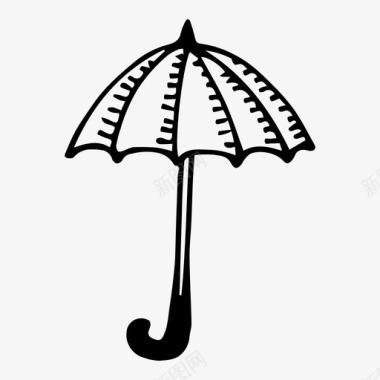 雨伞秋天涂鸦图标