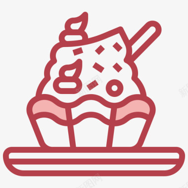 纸杯蛋糕面包店158红色图标