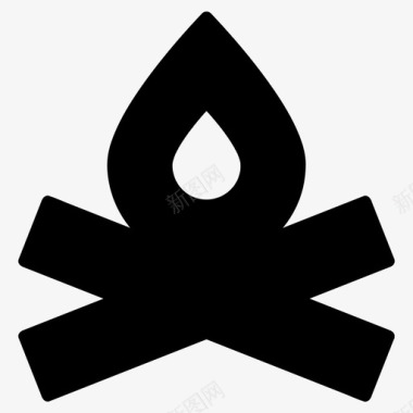 矢量冬季旅游篝火户外旅游图标