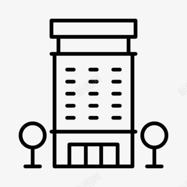 高层玻璃建筑公寓住宿建筑图标