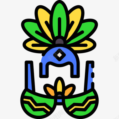 巴西标志巴西巴西狂欢节1线性颜色图标