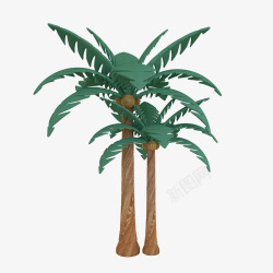 c4d沙滩树椰树树木树装饰素材