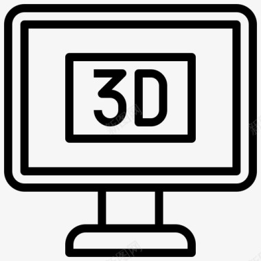 3d电视3d电影电视65线性图标