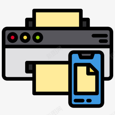 物联网背景打印机物联网155线性彩色图标