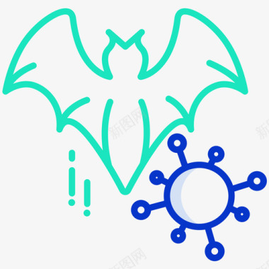 病毒蝙蝠病毒164轮廓颜色图标