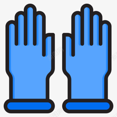 手套手套洗手液5线性颜色图标