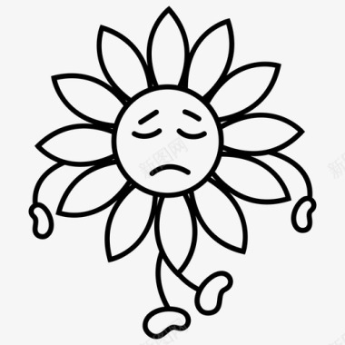 向日葵花的性格悲伤的表情图标