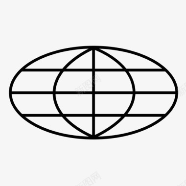 椭圆形球体框架电线图标