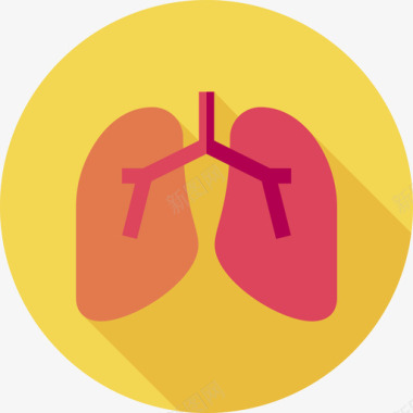 健康图标肺健康108平坦图标