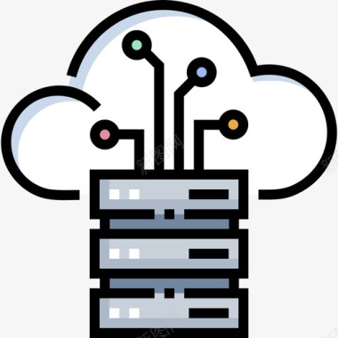 云存储在家办公75线性颜色图标