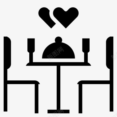 婚宴爱情浪漫餐厅图标