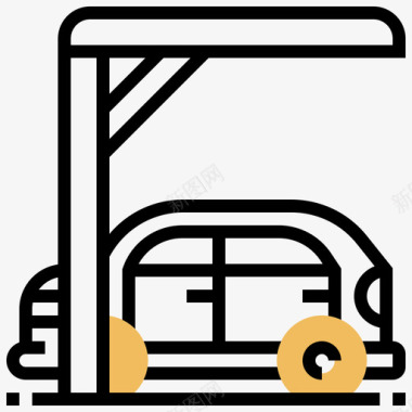 黄色城市停车场城市元素11黄色阴影图标