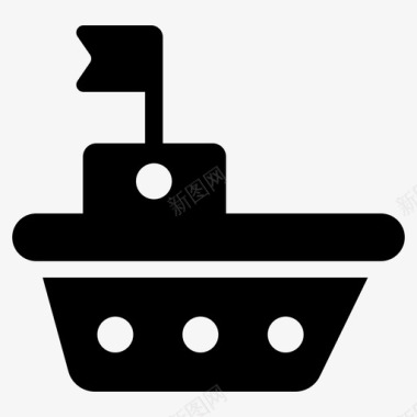 帆船游艇一套玩具和儿童字形矢量图标图标