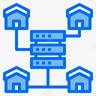 蓝色软件图标房子在家工作6蓝色图标