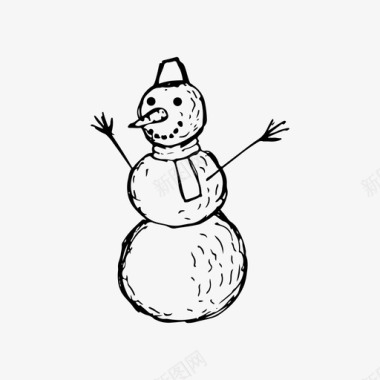 圣诞雪人雪人圣诞节素描图标