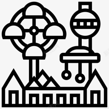 线性装饰元素游乐园城市元素9线性图标