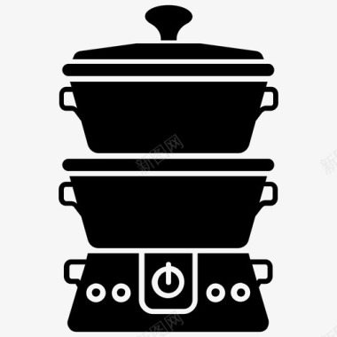 食品蒸笼蒸煮锅电锅图标