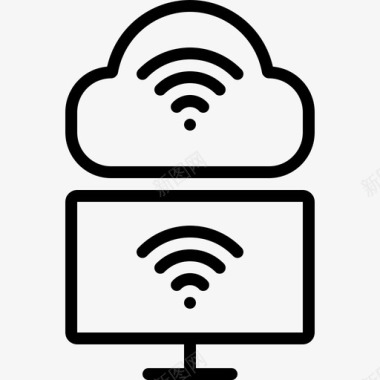 WiFi无线WiFi网络计算机pc和云wifi热点互联网图标