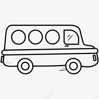 儿童玩具素材校车卡通巴士手绘图标