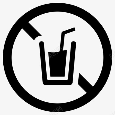 禁止饮用禁止饮酒禁止茶点禁止使用玻璃图标